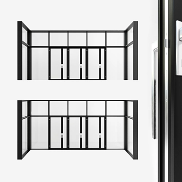 Sleek Panorama: Glazed Door 3D model image 1 