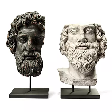 Mythical Metal Sculptures: Asclepios & Greek General 3D model image 1 