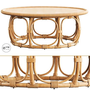 Anguilla Rattan Coffee Table: Authentic Design and Quality 3D model image 1 