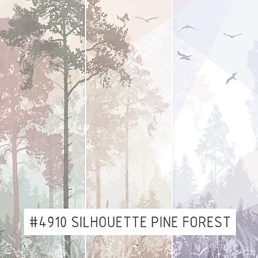 Silhouette Pine Forest Wallpaper 3D model image 1 