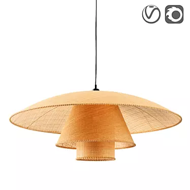 Natural Rattan Lamp, Lola 3D model image 1 