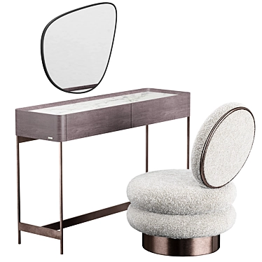 IRIS Modern Dressing Table & Armchair Set 3D model image 1 