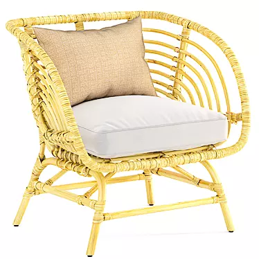 Natural Rattan Armchair: IKEA BUSKBO 3D model image 1 