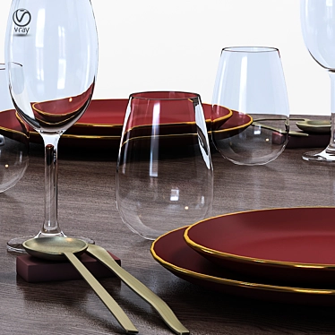 Elegant Table Setting Collection 3D model image 1 