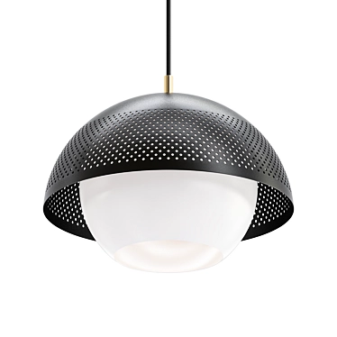 Maxim Perf Pendant Light: Black & Satin Nickel 3D model image 1 