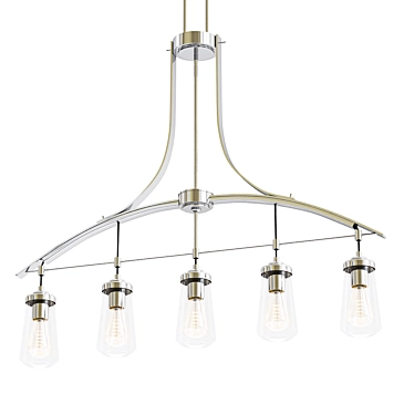 Elegant Brushed Nickel Kitchen Chandelier 3D model image 1 