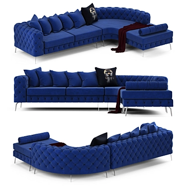 Stylish Chesterfield Corner Sofa 3D model image 1 