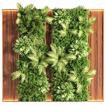 Natural Wood Planks & Vertical Garden 3D model image 1 