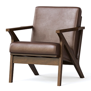 Vintage Distressed Leather Lounge Chair 3D model image 1 