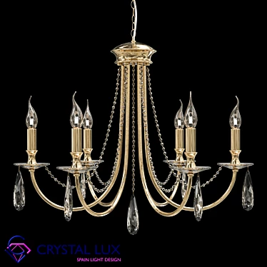 Victoria SP6 Gold/Amber Chandelier - Classic Elegance 3D model image 1 