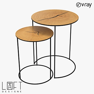 LoftDesign 60177 Metal Coffee Table Set 3D model image 1 