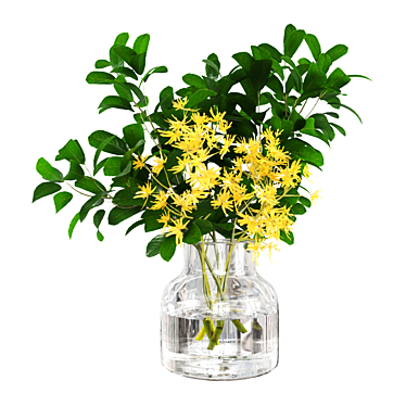 Vibrant Forsythia Bouquet: Beautiful, Lifelike Floral Decor 3D model image 1 