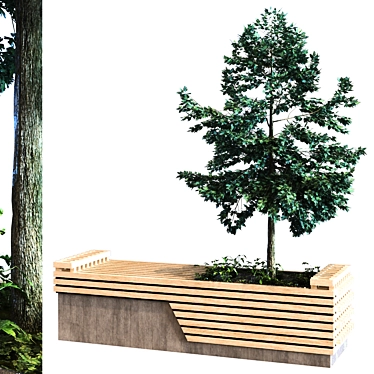 Greenery Box Bench: 102 Plant Set 3D model image 1 