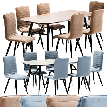 Modern Mako Dining Chair and Catania Table 3D model image 1 