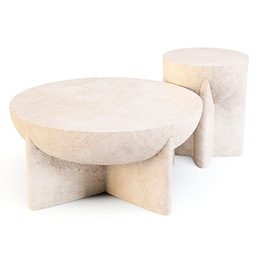 West Elm Monti Lava Stone Tables 3D model image 1 