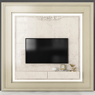 Modern TV Wall Unit with 55" TV 3D model image 1 