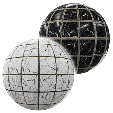 2K Marble Floor Tile: Black & White 3D model image 1 