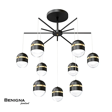 Elegant Black Chandelier: Benigna 3D model image 1 