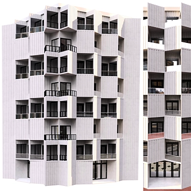 Parametric Design Residential Building with Detailed Facade 3D model image 1 