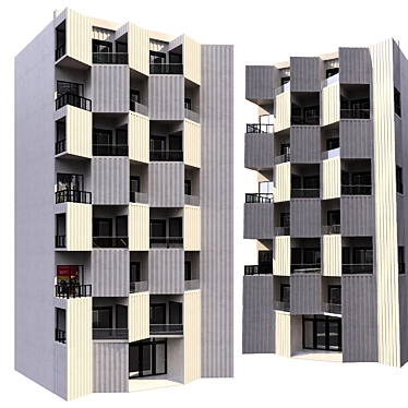 Parametric Design Residential Building with Detailed Façade 3D model image 1 