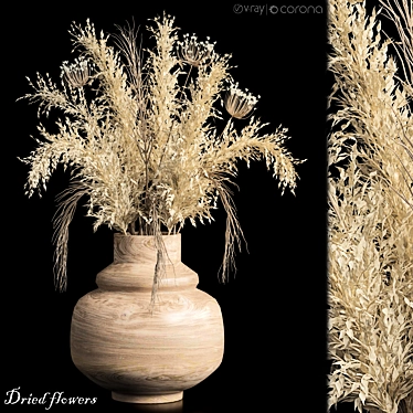 Vintage Dried Floral Decor 3D model image 1 