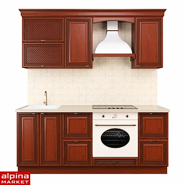 Verona Straight Kitchen - 2000mm Length 3D model image 1 