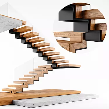 Contemporary Interior Staircase 3D model image 1 