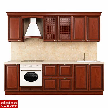 Kitchen Verona Straight  Cherry Wood  2600mm 3D model image 1 