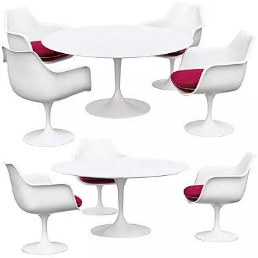 Modern Knoll Plastic Dining Set 3D model image 1 