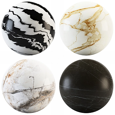 Marble Collection: Gold Calacatta, Panda, Invisible Gray, Negresco 3D model image 1 