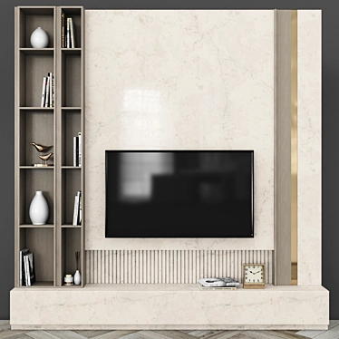 Elegant TV Wall Set with 50" Screen 3D model image 1 