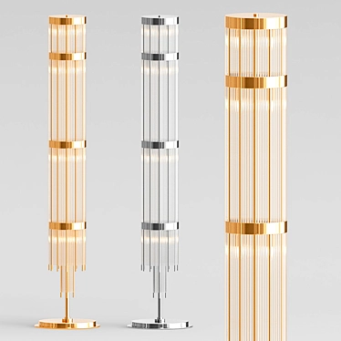 Elegant Brass Glass Floor Lamp 3D model image 1 