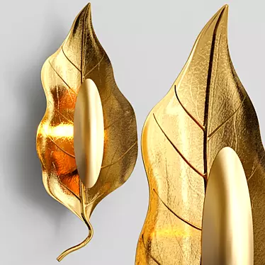 Golden Leaf Wall Lamp 3D model image 1 