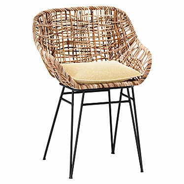 Rustic Bamboo Chair 3D model image 1 