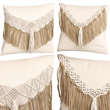 Boho Bliss Macrame Cushion Set 3D model image 1 