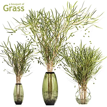 Lush Grass Bouquet: 3 Types 3D model image 1 