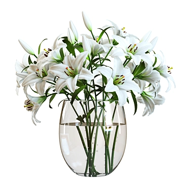 Elegant Lily Bouquet in Vase 3D model image 1 