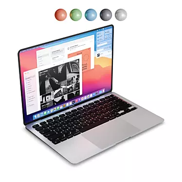 Sleek MacBook Air with Vibrant Colors 3D model image 1 