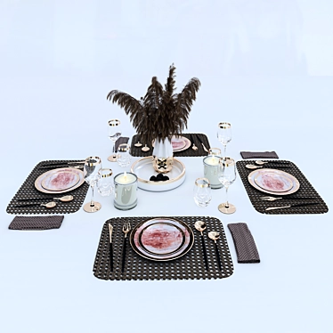 Elegant Dining Table Set 3D model image 1 