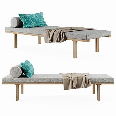 Sleek KR180 Daybed: Elegant Design & Solid Oak Structure 3D model image 1 