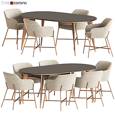 Modern 3D Dining Set 121 3D model image 1 