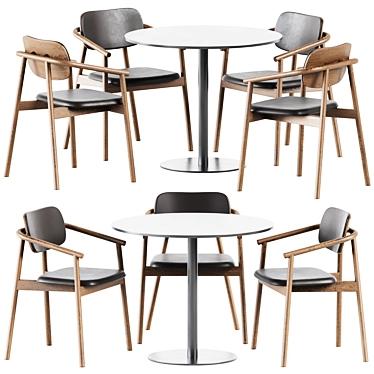 Elegant Sol D90 Table & Klara Armrest Chair 3D model image 1 