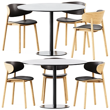 Sleek Sol D1100 Table & Font Wooden Chair 3D model image 1 