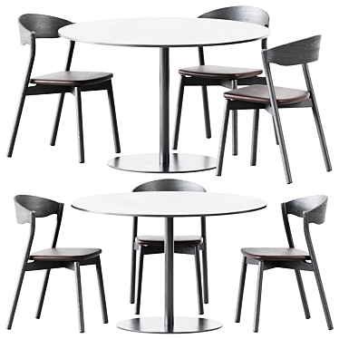 Elegant Sol D1200 Table & Tube Chair 3D model image 1 