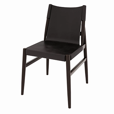 Elegant Wooden Leather Saddle Chair 3D model image 1 