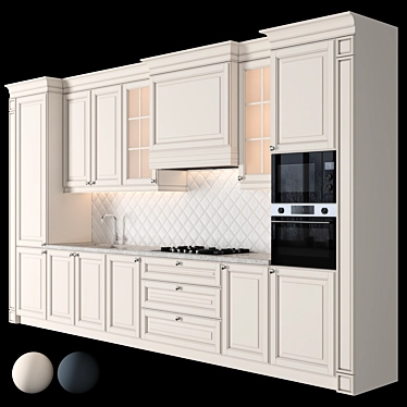 Classic Modular Kitchen: High-quality Render-ready Design 3D model image 1 