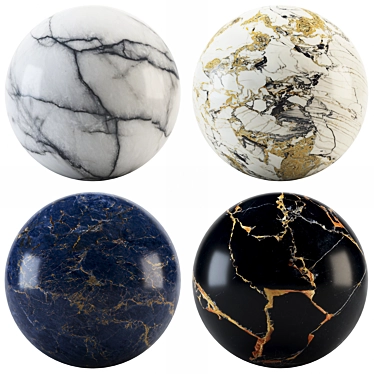 Marble Collection: Port Gold, Athos White, Dimond Blue, Star Symphony 3D model image 1 
