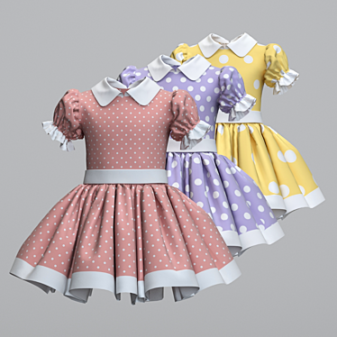 Cute Polka Dot Children's Dress 3D model image 1 