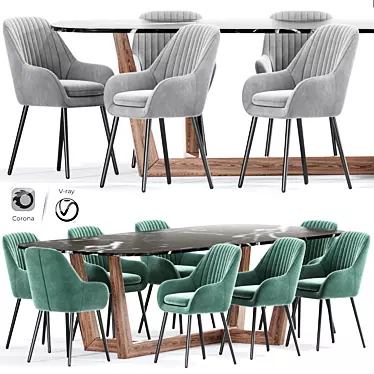 Elegant Dining Table Chair 3D model image 1 