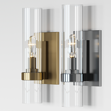 Ravelle Steel Sconce with Glass Cylinders 3D model image 1 